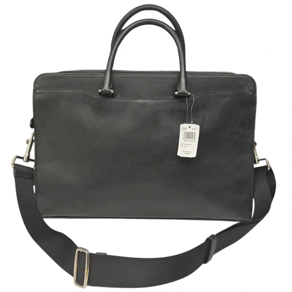 NWT COACH Beckett 2-Way Structured Black Leather Shoulder Business Briefcase New